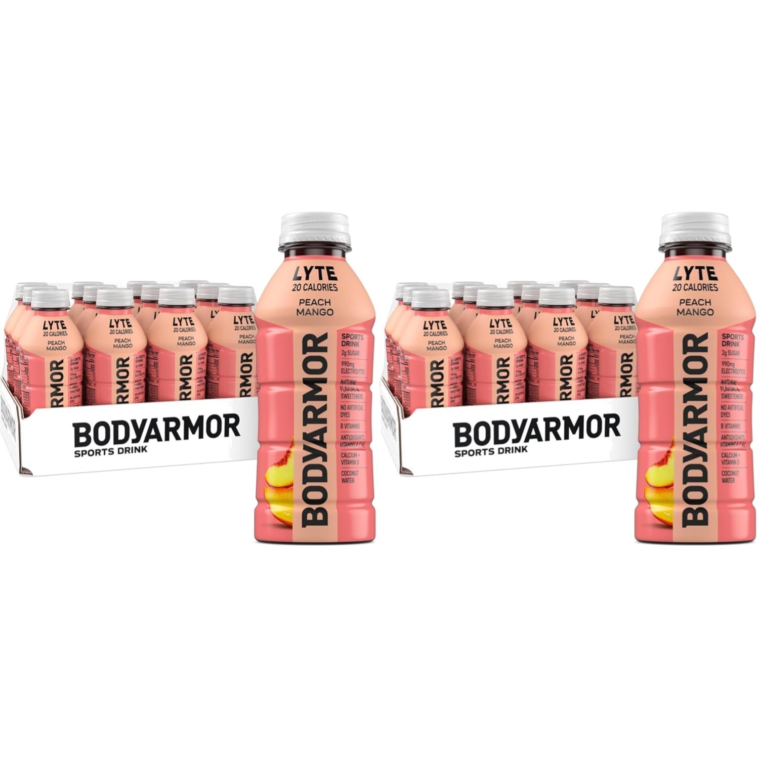Electrolyte Drink Peach Mango 16 Fl Oz Bottles Pack of 24 Hydration Sports