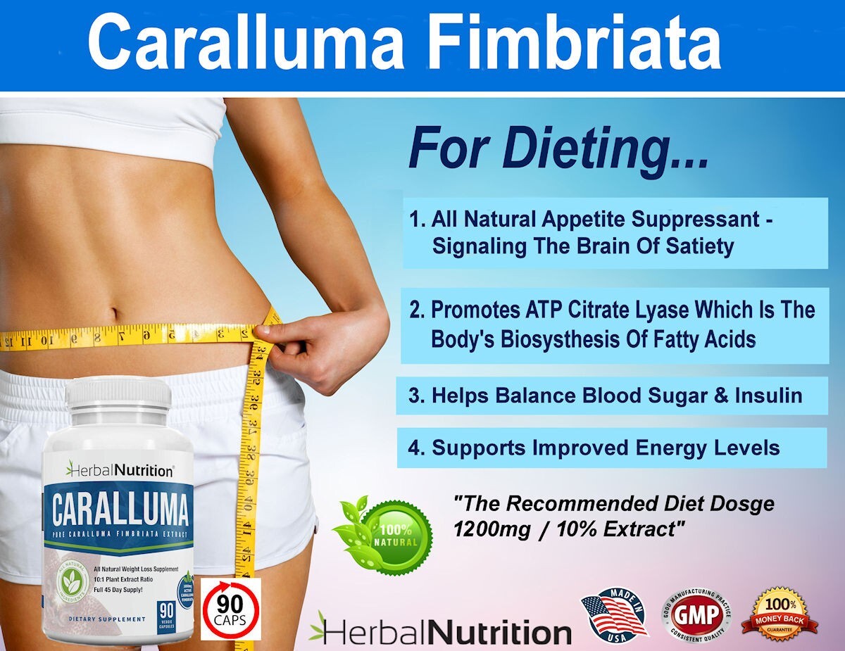 Best Caralluma Weight Loss Supplement 1000mg 10:1 Fat Burner 180 Caps 2 Pack!