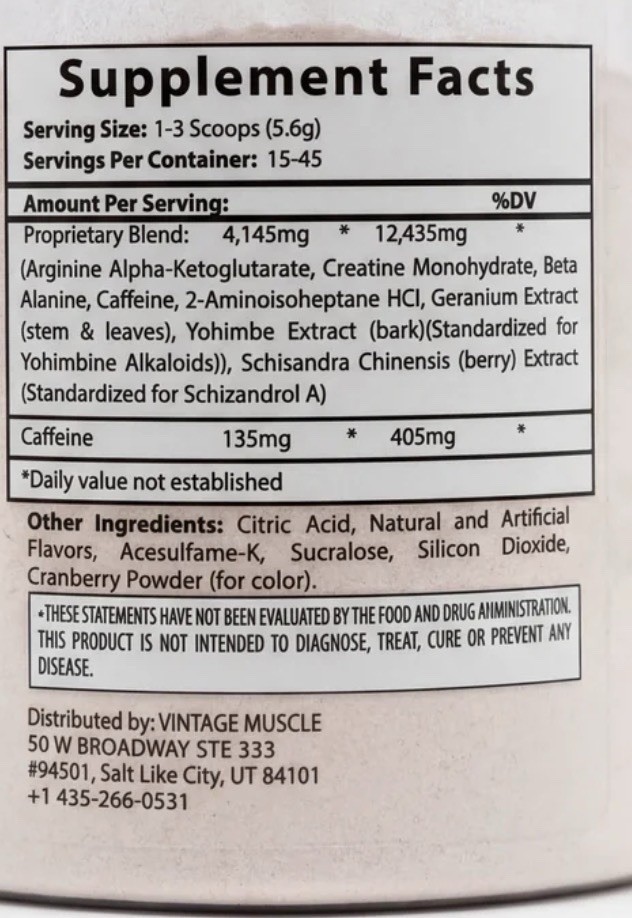 Vintag3D Ultimate Pre-Workout Matrix W/Geranium By Vintage Muscle💪🏛️🧪💥🍧