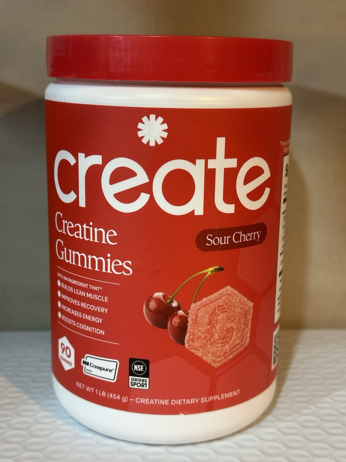 4x Create Wellness Creatine Gummies 90 Each Container Sour Cherry 4 Pack