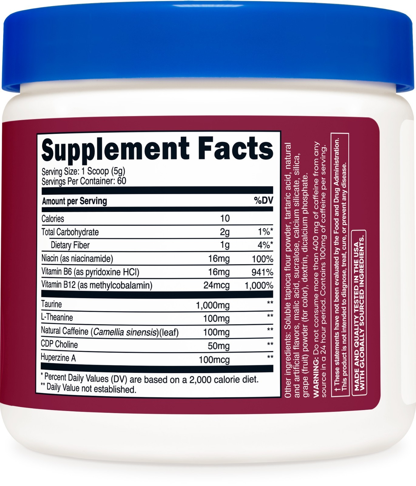 Nutricost Energy Drink Powder (Grape) (60 SERV) | Pre Workout Supplement