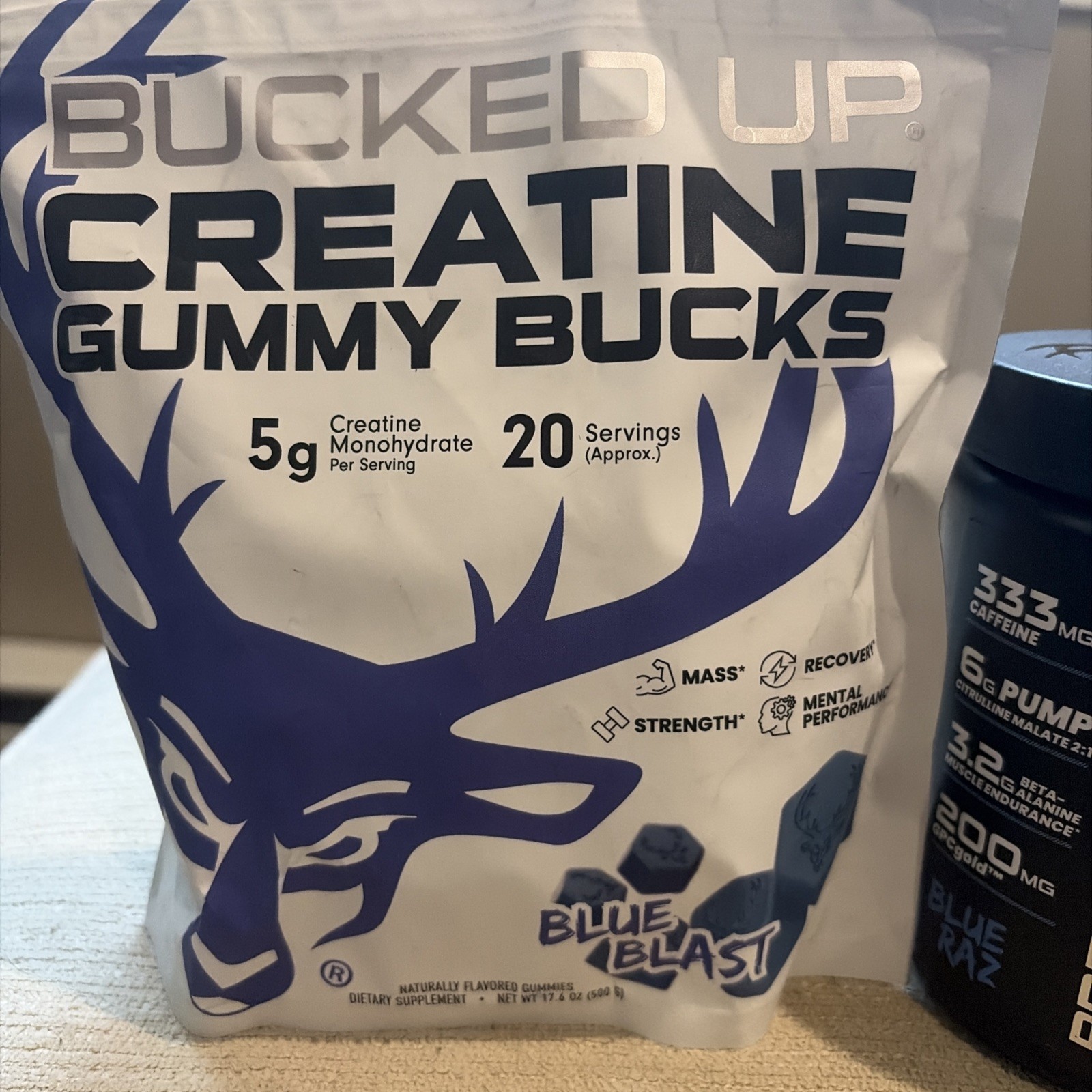Woke AF ‘Blue Raz’ Pre-workout 12.9 oz / 03/2028 & Creatine Gummy Bundle 06/2027