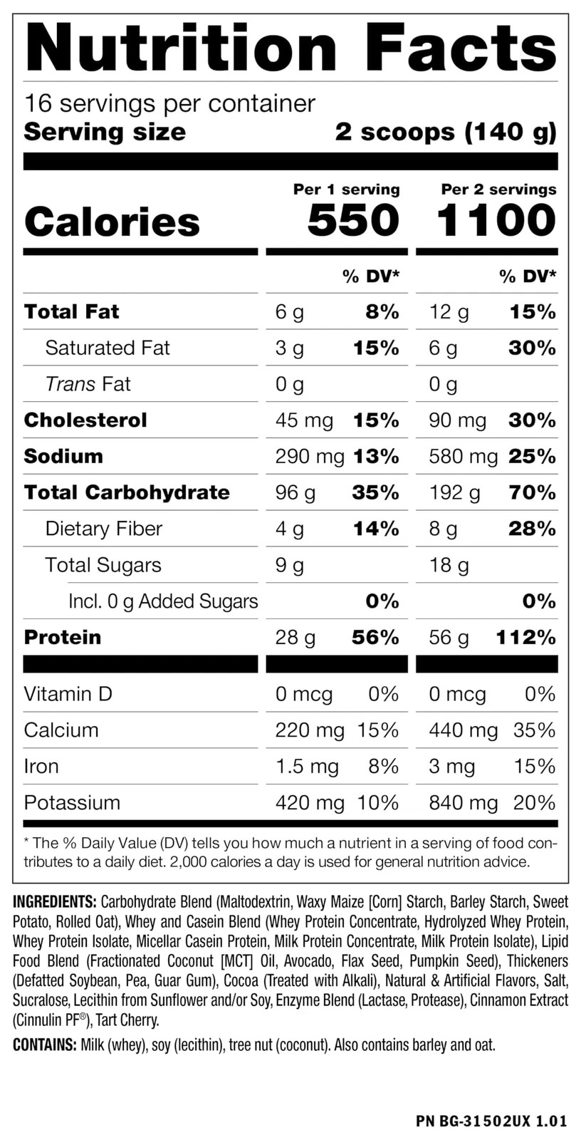 Fit Foods Mutant Mass – Muscle Mass Gainer Triple Chocolate 5 lbs