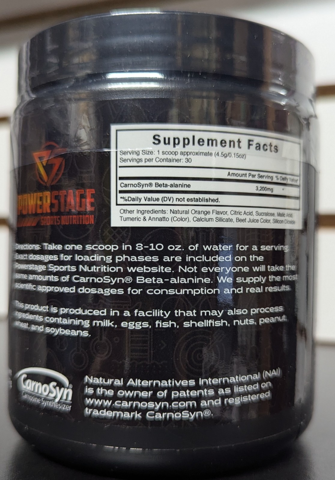 PowerStage Beta Alanine Carnosyn Powdered Workout Supplement Citrus Flavor