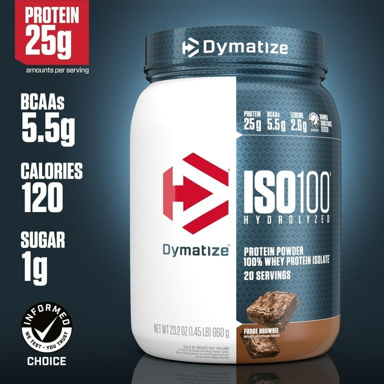 Dymatize ISO100 Hydrolyzed Whey Protein Isolate Powder Fudge Brownie 23.2 oz