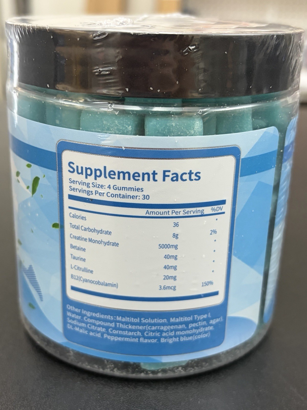 Uheco Creatine Monohydrate 5000mg Mint Gummies 120 Count Muscle Growth Strength