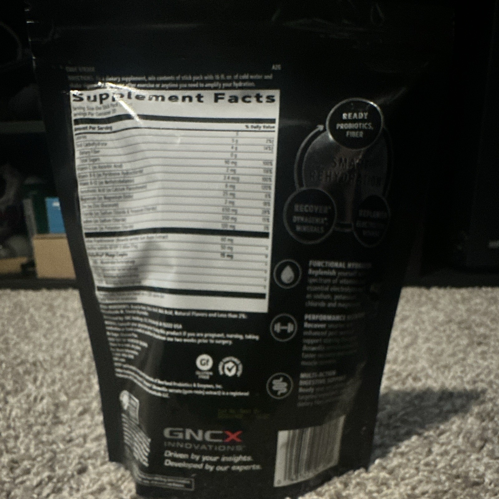 GNC AMP Amplified Hydration Electrolyte Powder Lemon Lime 20 Sticks Probiotics