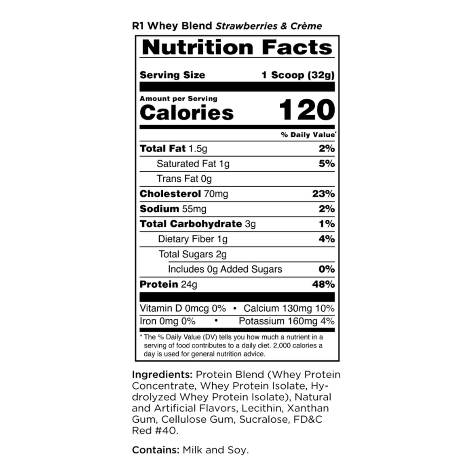 RULE 1 Whey Blend 68 serv Strawberries Creme 100% Whey Protein Blend 4.95lb