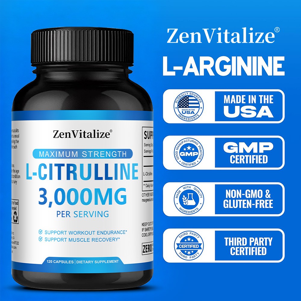 L-Citrulline Support Workout Endurance Gluten Free & Non-Gmo 30/60/120 Capsules