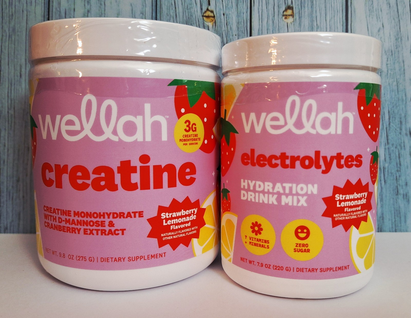Wellah Creatine & Hydration Bundle 🍓 Lemonade, 50 Servings each, Exp – 2029✨️