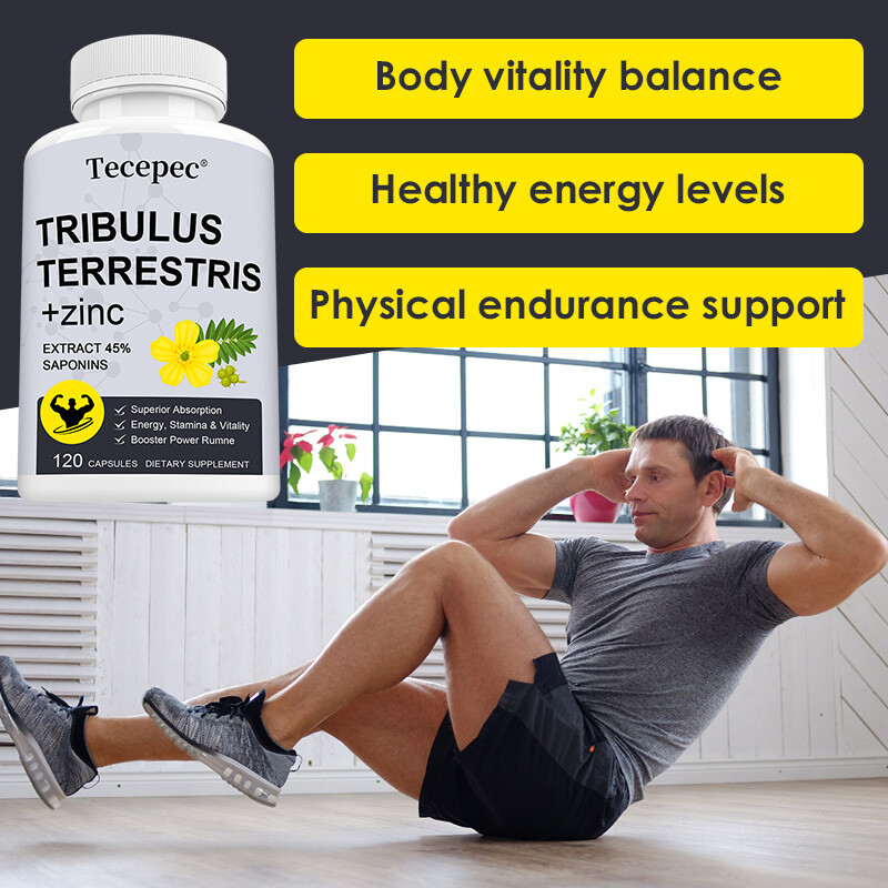 Tribulus Terrestris 1500mg per serving Minimum 45% Saponins Extract with Zinc