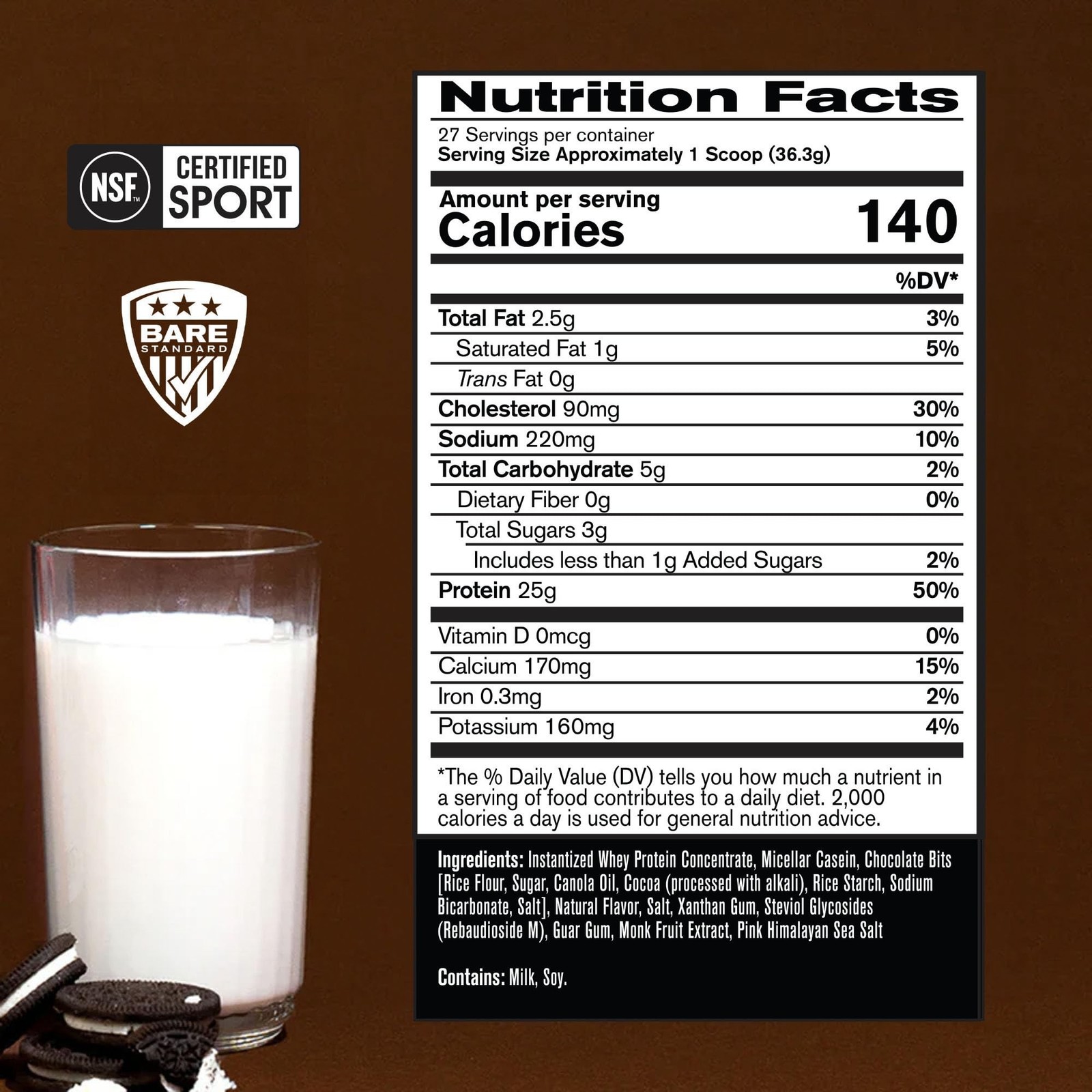 BARE PERFORMANCE NUTRITION, BPN Whey Protein + Casein Protein Powder Blend, M…