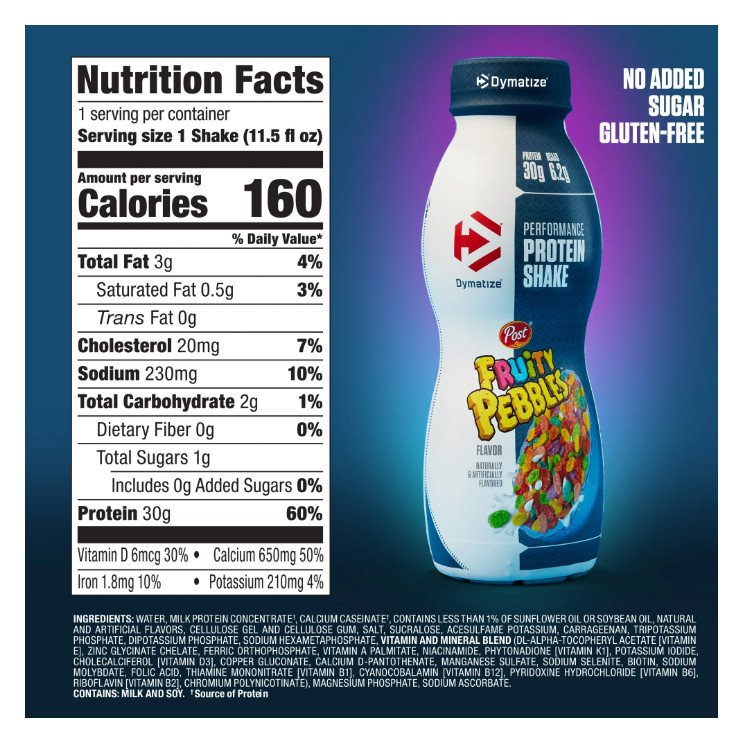 Dymatize Performance Protein Shake Fruity Pebbles 12ct 30g Protein