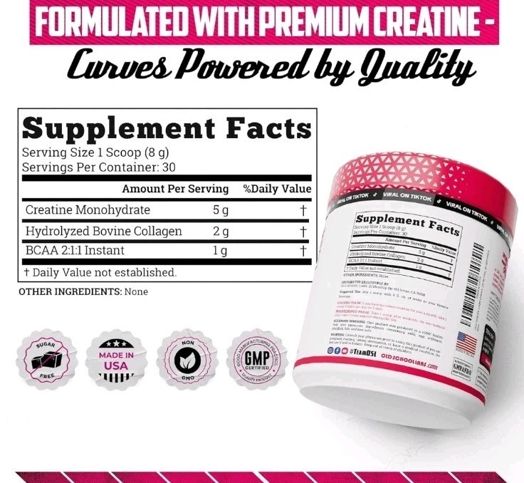 Old School Labs Creatine Monohydrate for Women 243g/8.57oz 30 Servings – BOOTY