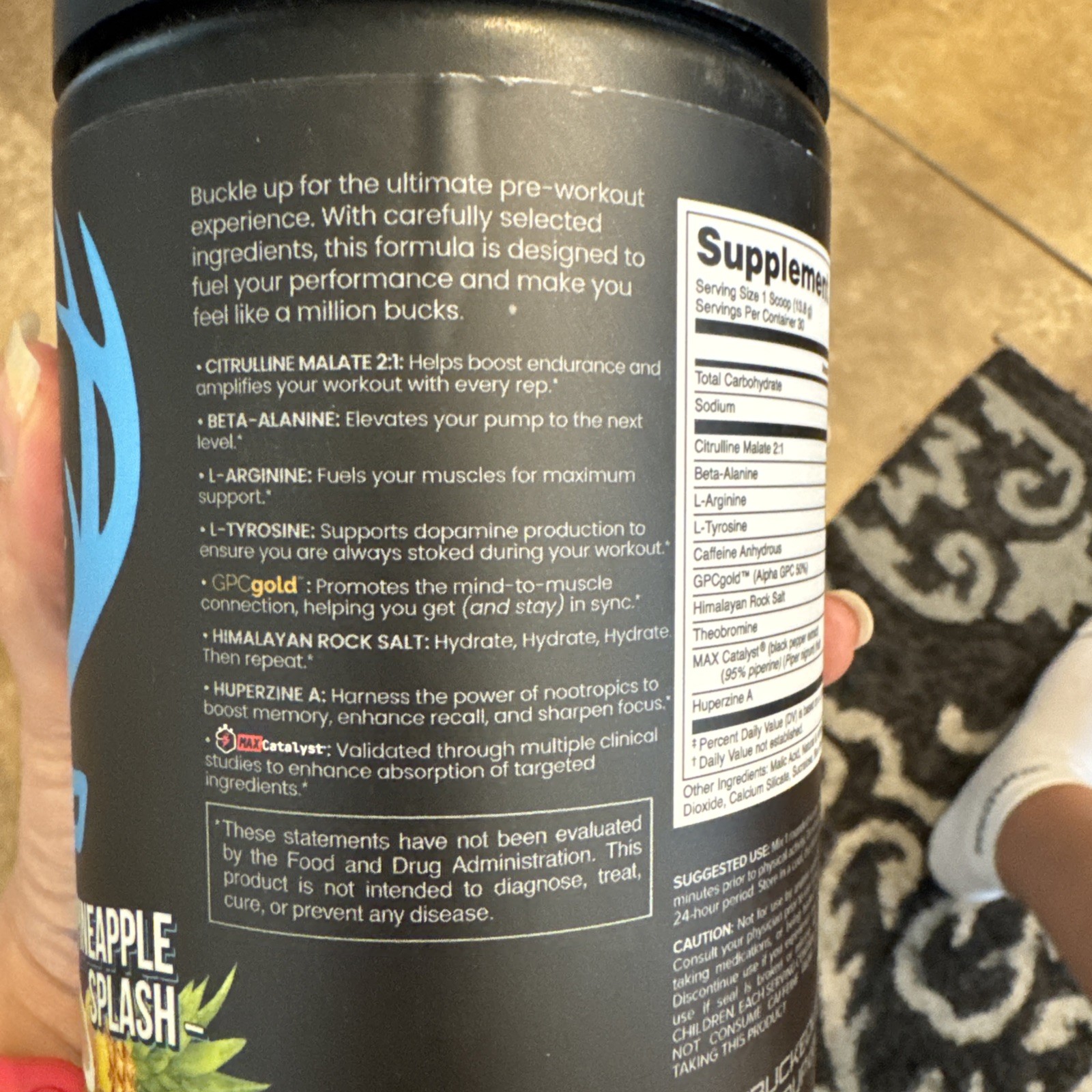 Bucked Up Big Bucks Pre Workout Pineapple Splash 14.6 oz High Stim Exp 1/28