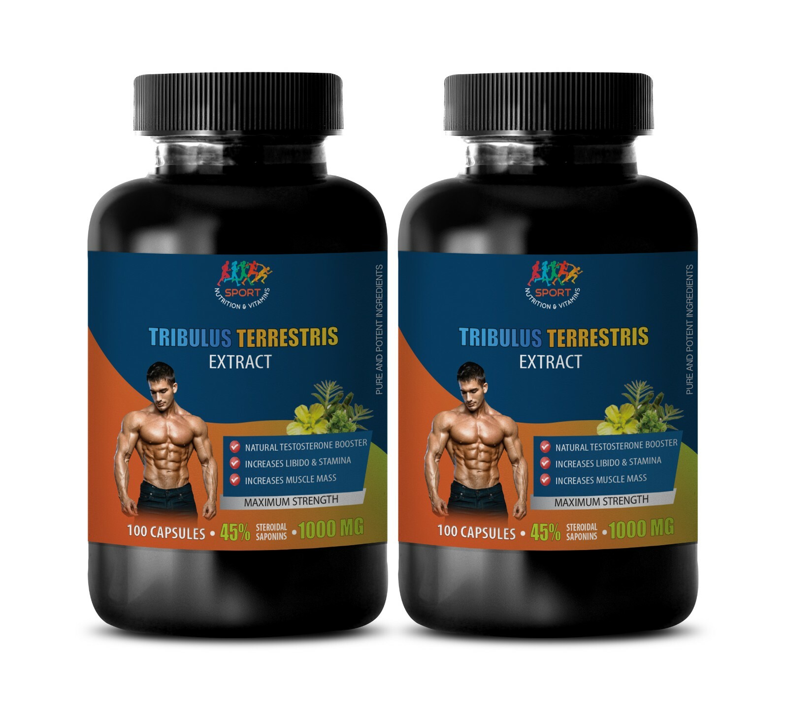 increase Muscle Mass – TRIBULUS TERRESTRIS 1000MG 2 Bottles 200 Capsules