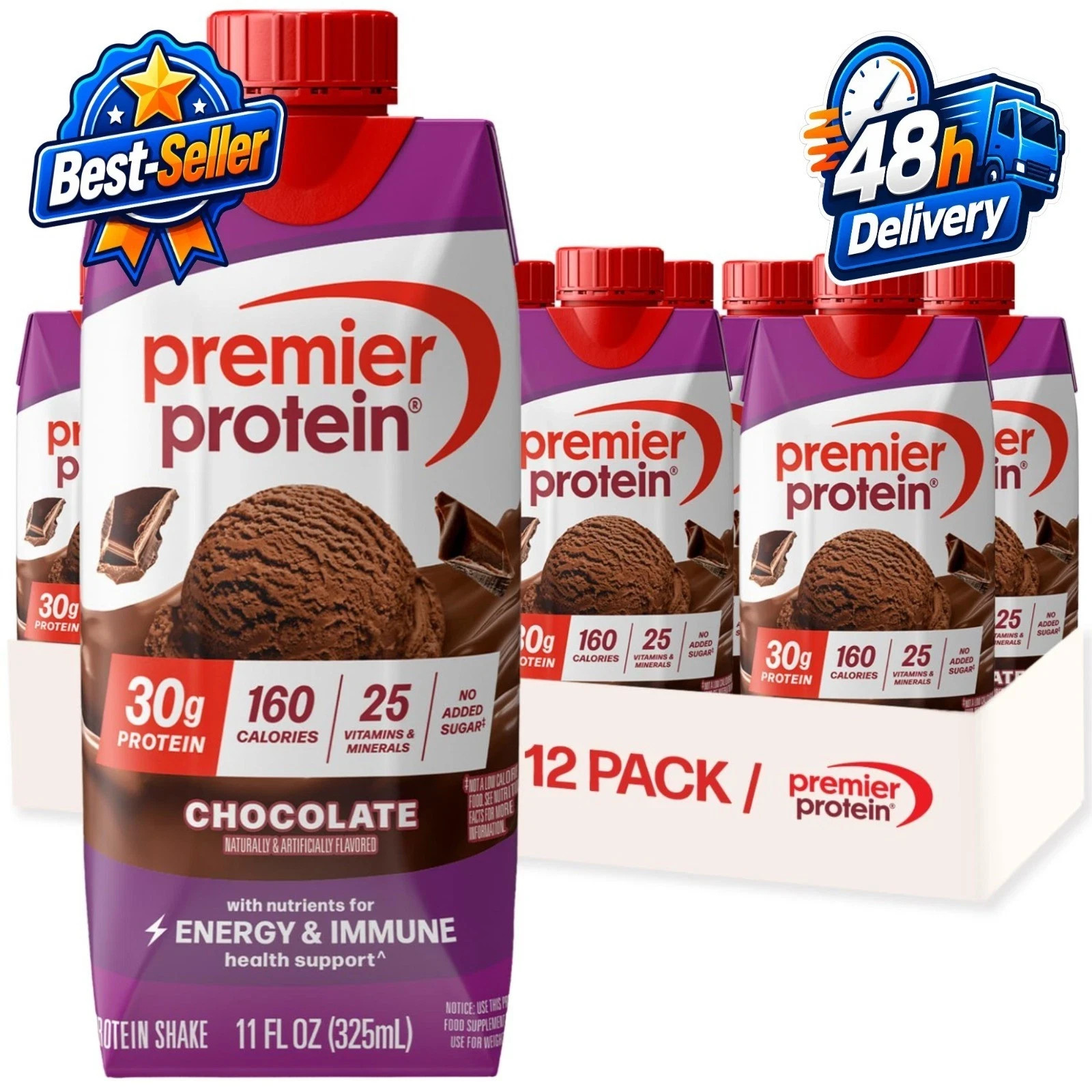 Premier Protein Shake Chocolate 30g Protein No Added Sugar 12 Pack