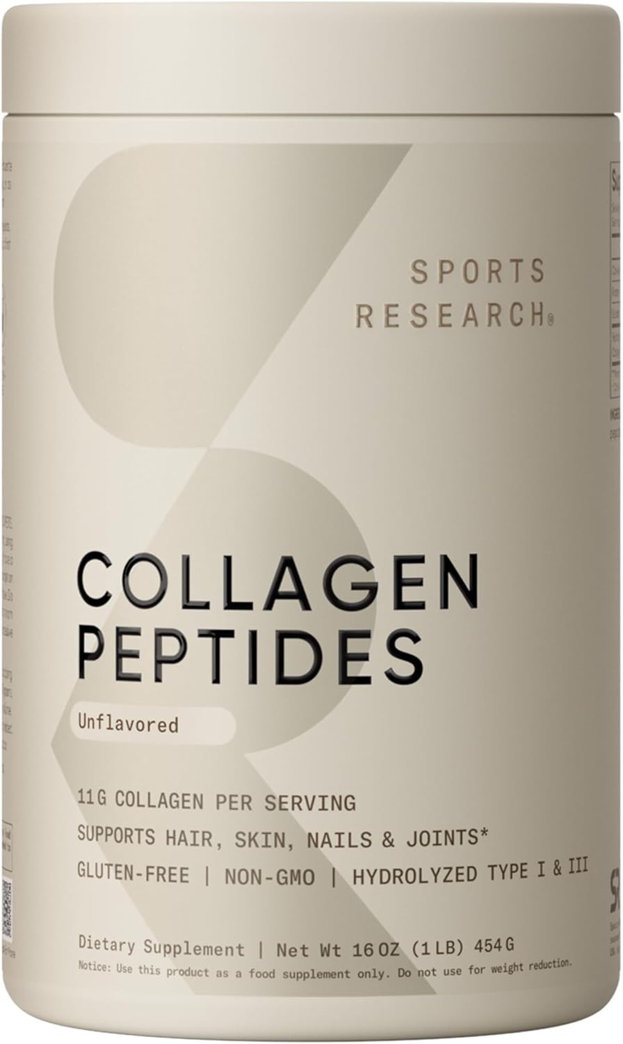 Sports Research Collagen Peptides – Hydrolyzed Type 1 & 3 Collagen Powder Protei