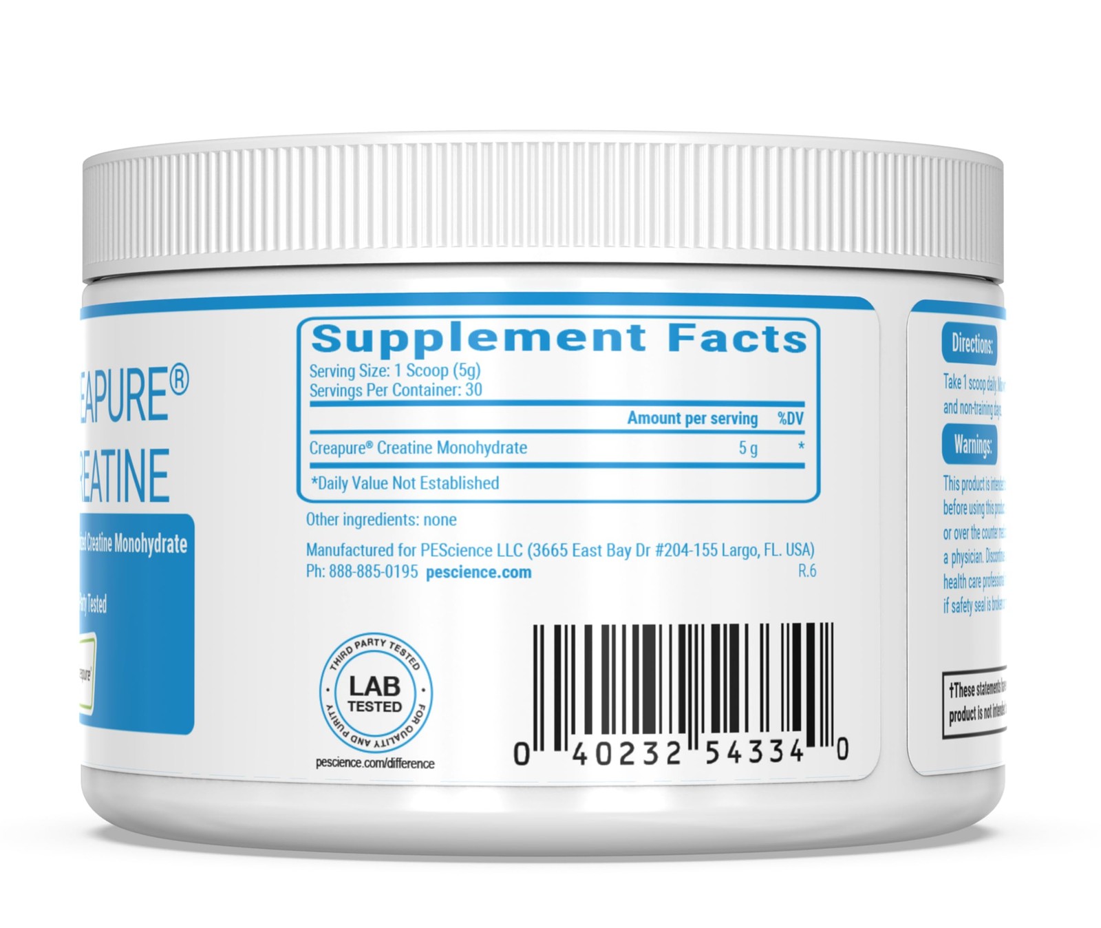 PEScience TruCreatine+ Creatine Monohydrate 30 Servings (Pack of 1), White