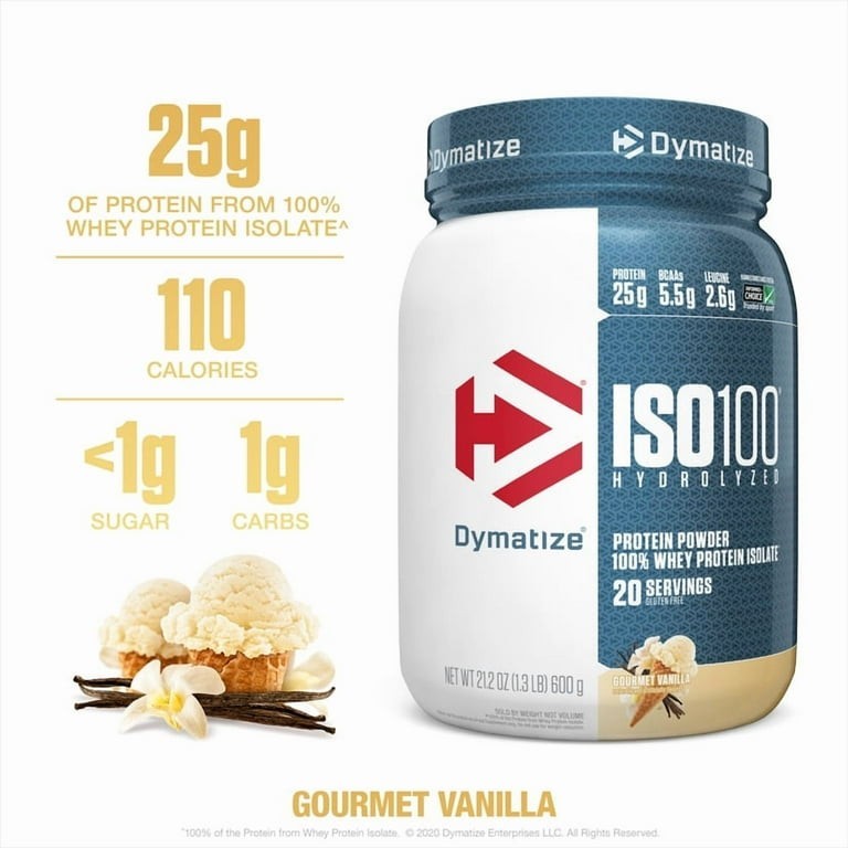 Dymatize ISO100 Hydrolyzed Whey Isolate Powder Vanilla 21.2 oz