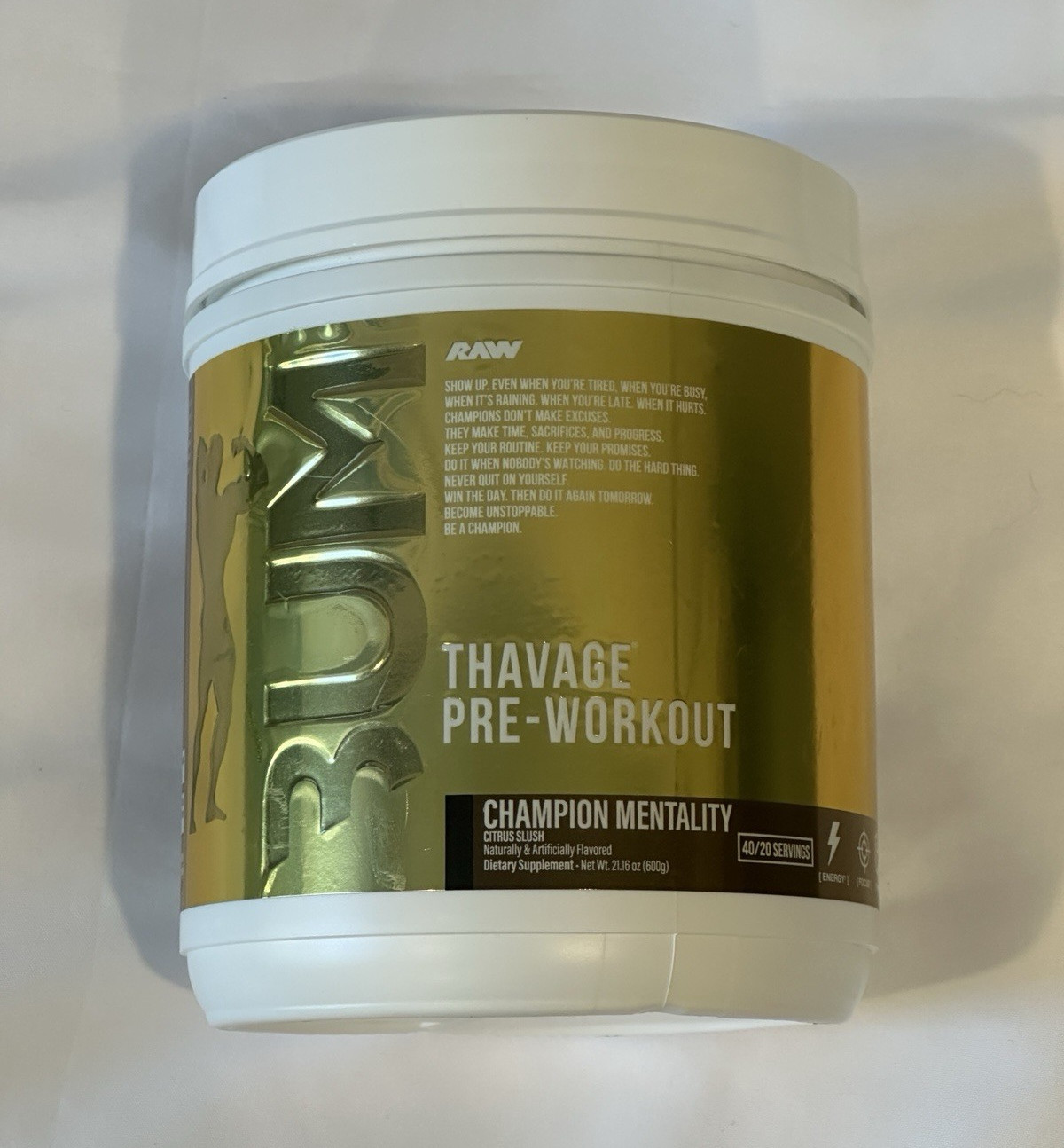 RAW Thavage Pre-Workout Powder Champion Mentality Citrus Slush 600g