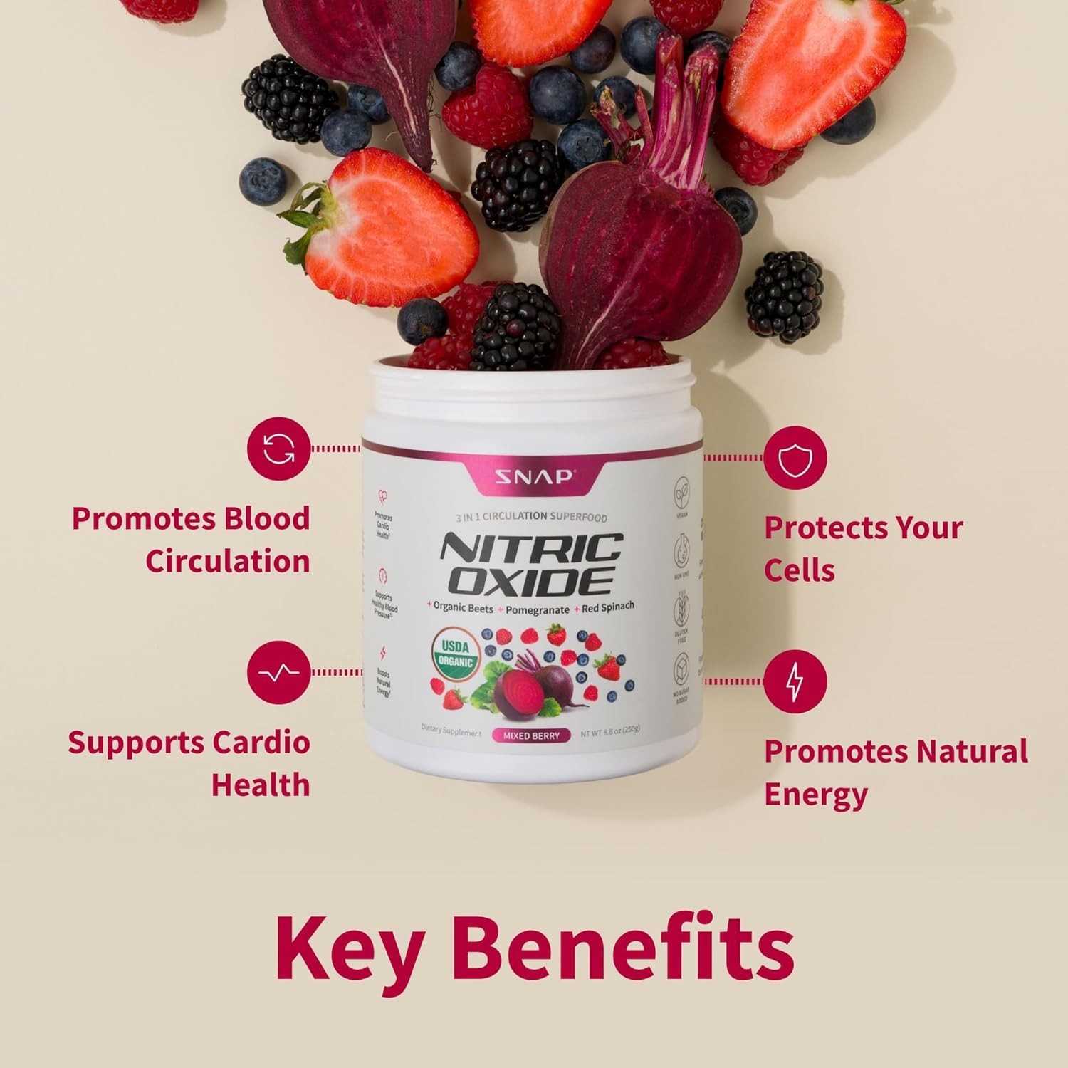 Nitric Oxide Organic Beet Root Powder Super Beets Superfood, 2 Pack Original