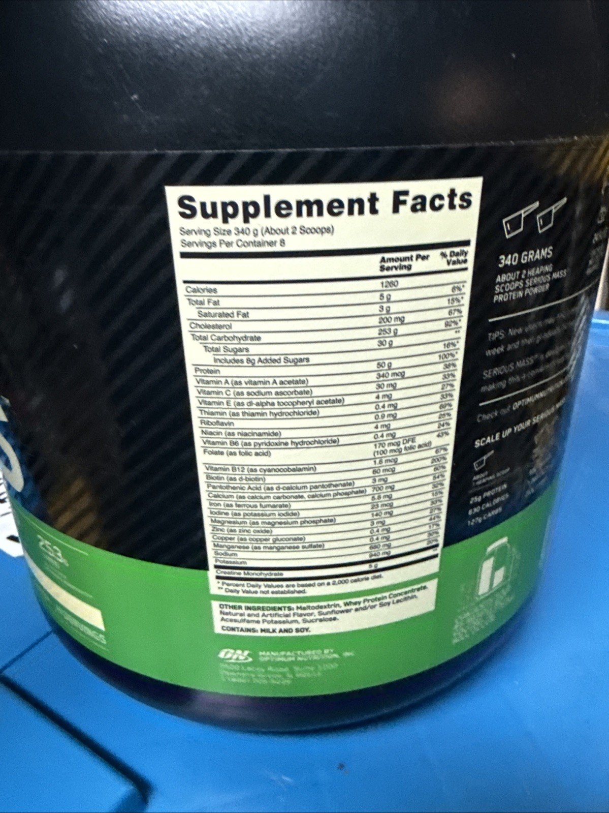 Optimum Nutrition Serious Mass™, Vanilla, 6 lb Protein Powder Expires 8/2025