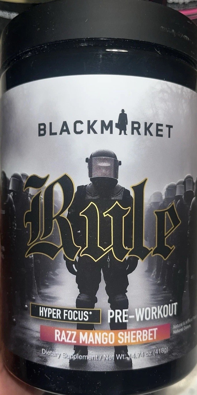 BlackMarket Rule Hyper Focus Preworkout 30 Servings Razz Mango Sherbet