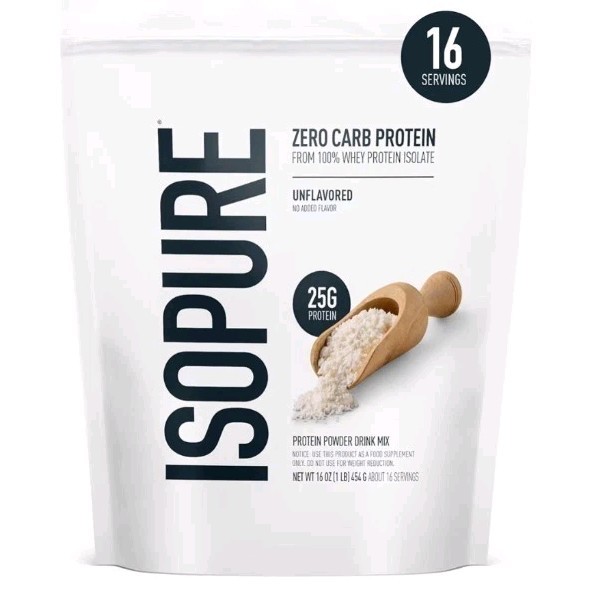 NEW NIB Isopure Zero Carb 100% Pure Whey Isolate Protein Powder Unflavored,1 Lb