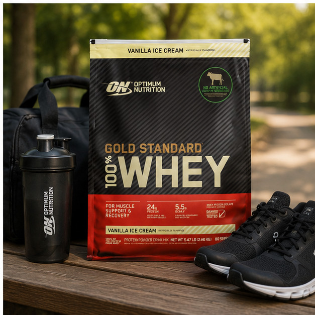 2-Pack Optimum Nutrition Gold Stnd 100% Whey Protein Powder Vanilla Ice Cream