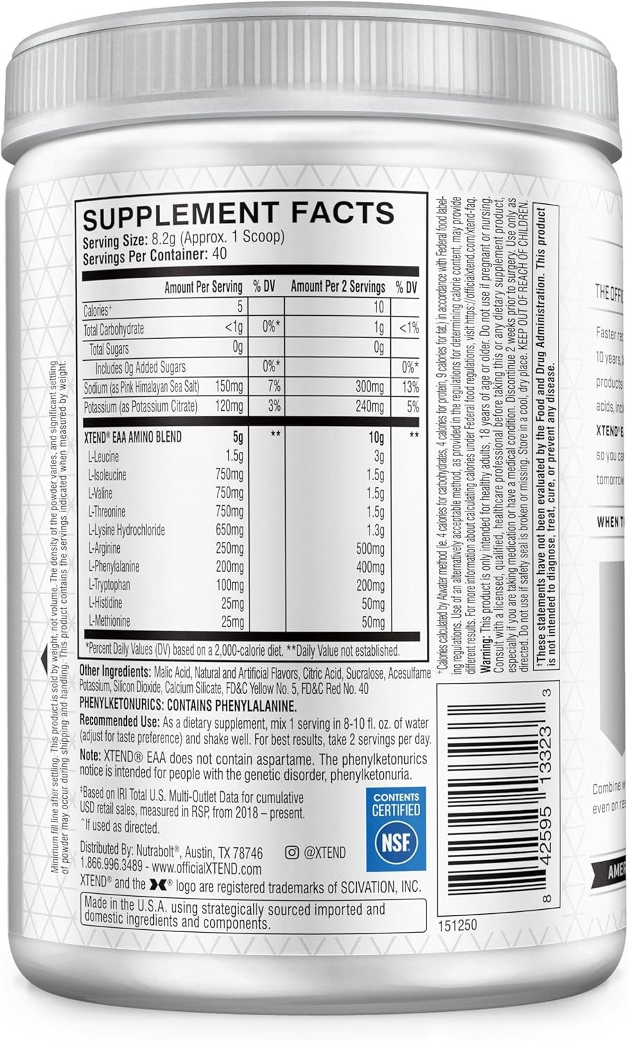 Mango XTEND EAA + BCAA Supplement – 10g EAAs, 40 Servings for Lean Muscle Growth