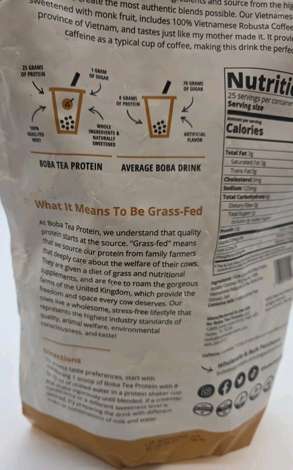 Boba Tea Protein Whey Protein 2.08 Lbs Vietnamese Coffee Exp 4/27 Sealed