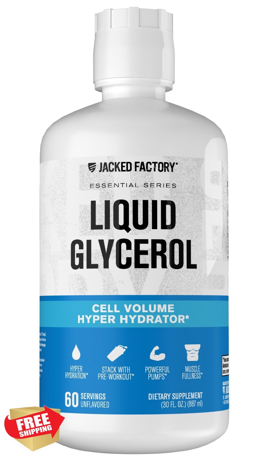 Jacked Factory Liquid Glycerol Pre Workout Pump Unflavored 60 Servings