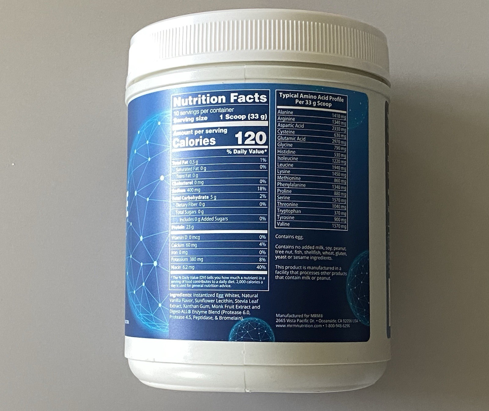 MRM Nutrition Egg White Protein Powder Vanilla Gluten-Free Non-GMO 12 oz