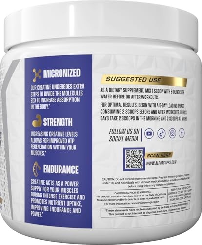 Creatine Monohydrate Powder Micronized Unflavored 300g 60 Servings