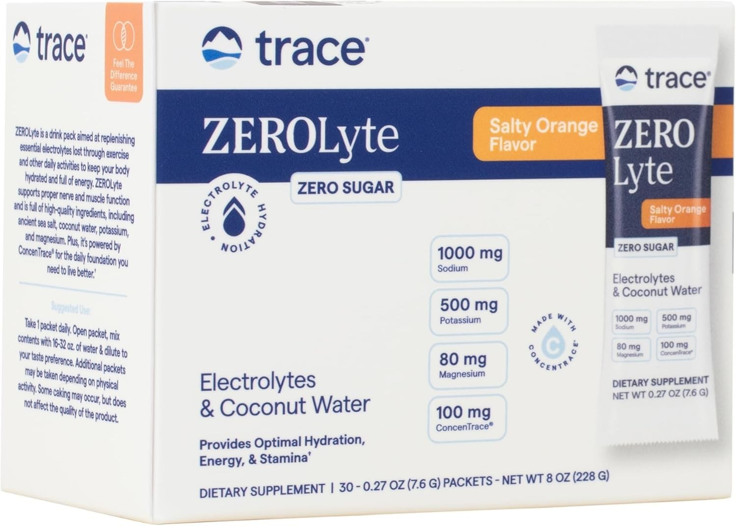 Trace ZeroLyte Electrolyte Drink Mix Salty Orange 30 Packets