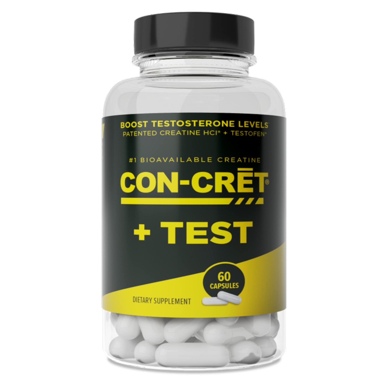 CON-CRET + Test, Creatine HCl Capsules with 60 Count (Pack of 1), No Color