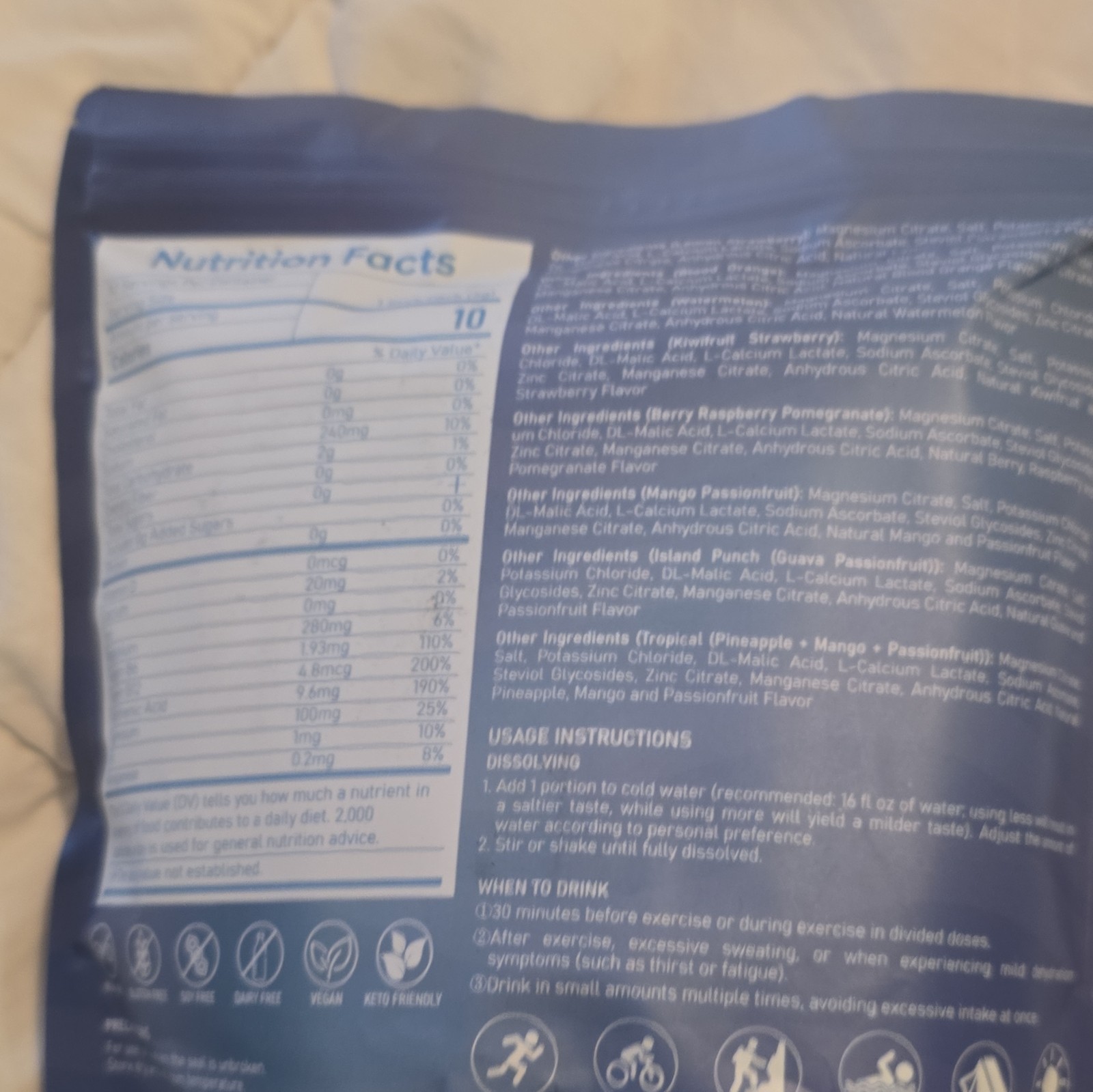 MEISBFY Sport Electrolytes Powder Packets Variety 32 Pack No Added Sugar