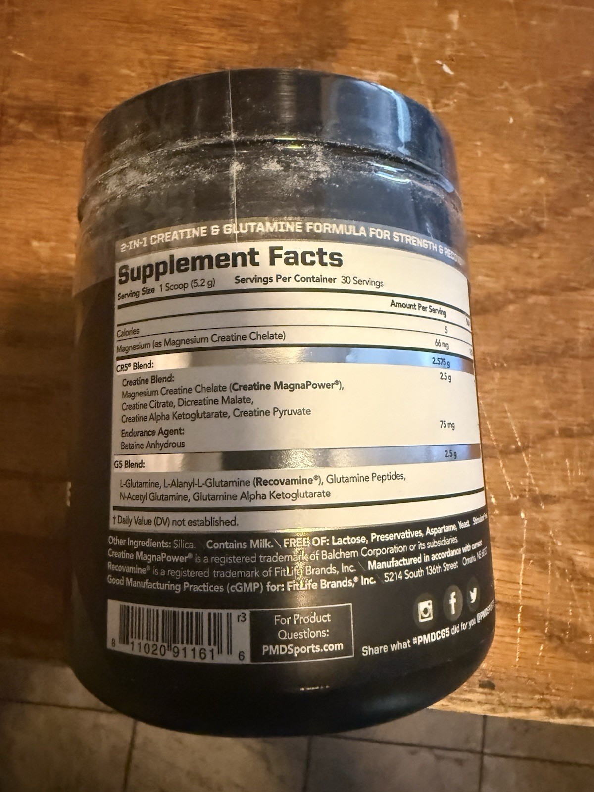 CG5 – Creatine/Glutamine Powder – Strength, Power -Cherry Van 30 serve Exp 2027