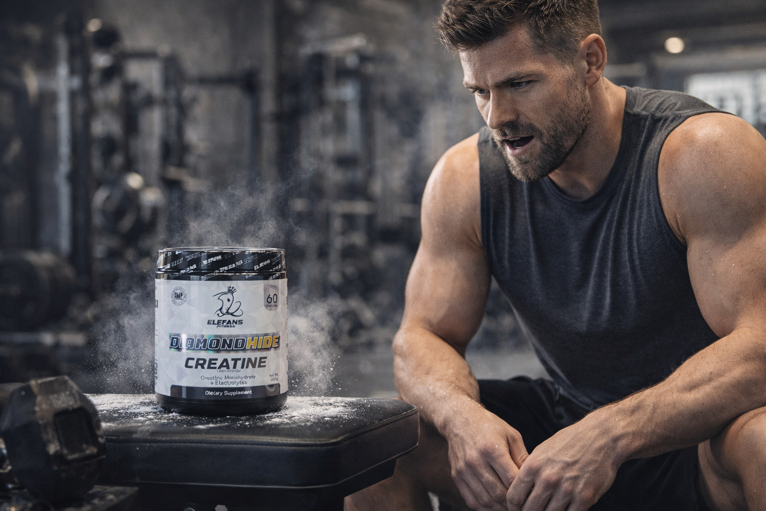 Elefans DiamondHide Creatine Monohydrate Powder 300g 60 Servings Unflavored