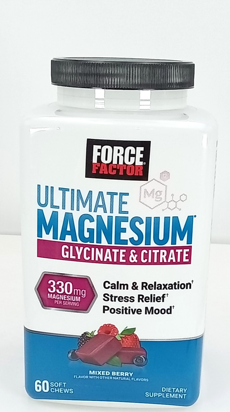 Force Factor Ultimate 300mg MAGNESIUM CLYCINATE & CITRATE, Berry BB DATE 06/2027