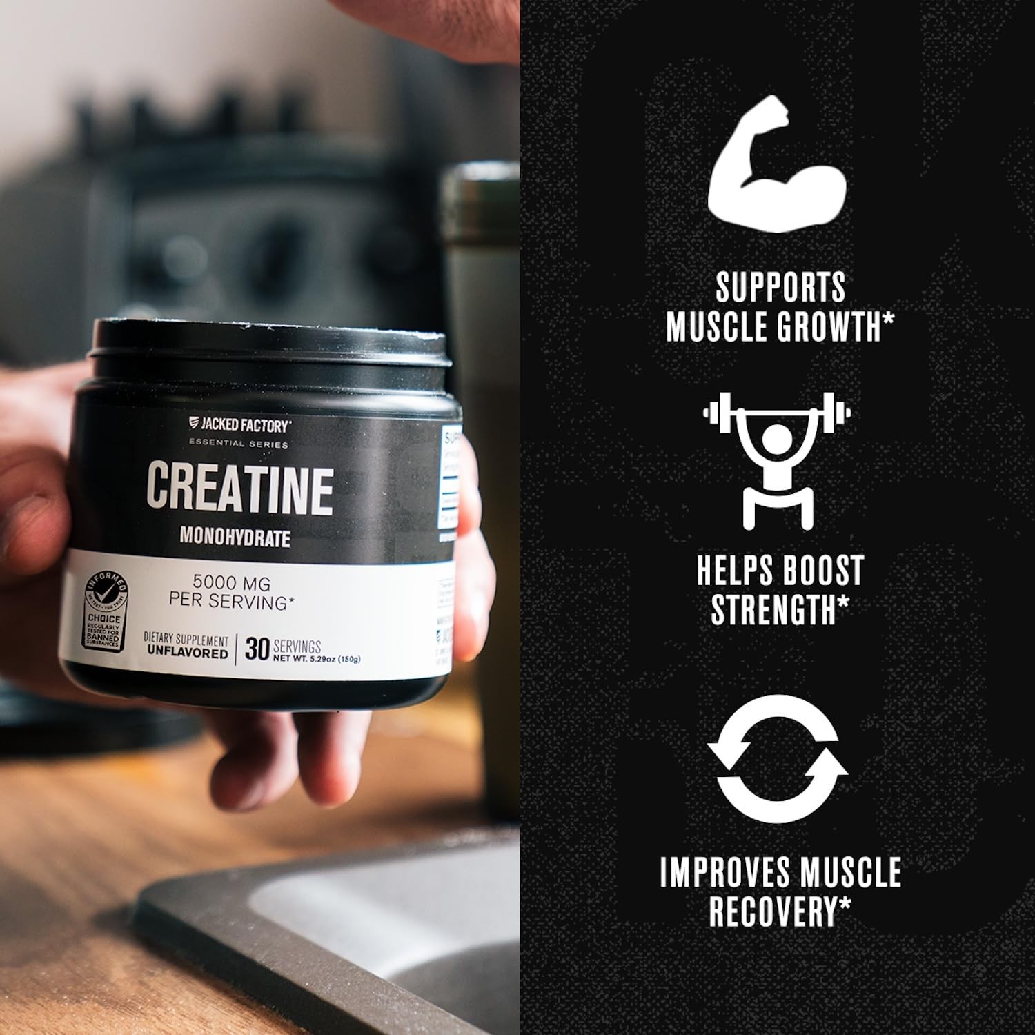 Jacked Factory Creatine Monohydrate Powder 150g – 5g 30 Servings (Pack of 1)