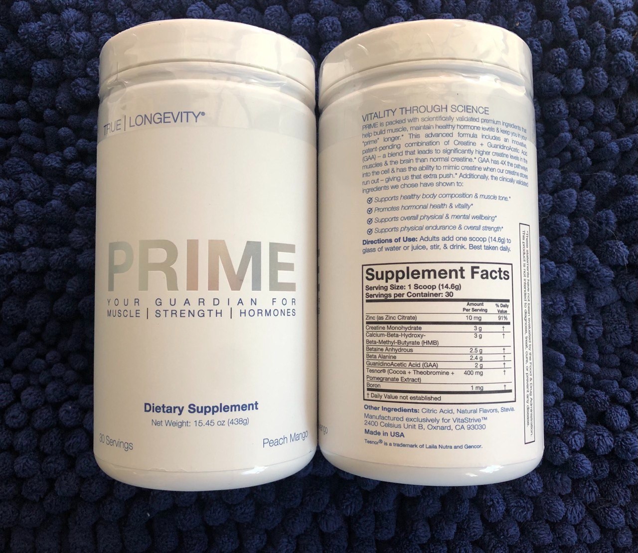(LOT OF 2) Prime Peach Mango Powder for Muscle strength 30ser. 15oz EXP 10/2025