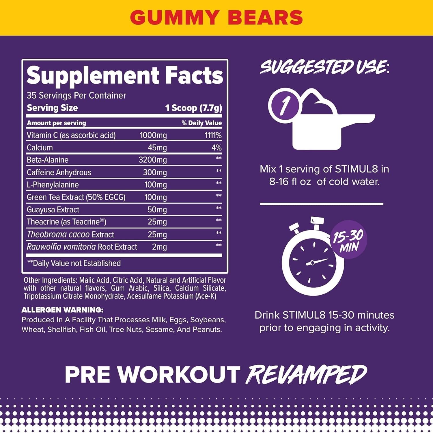 Finaflex Stimul8 Super Pre-Workout Gummy Bears 271 g / 9.6 oz Each (Pack of 3)