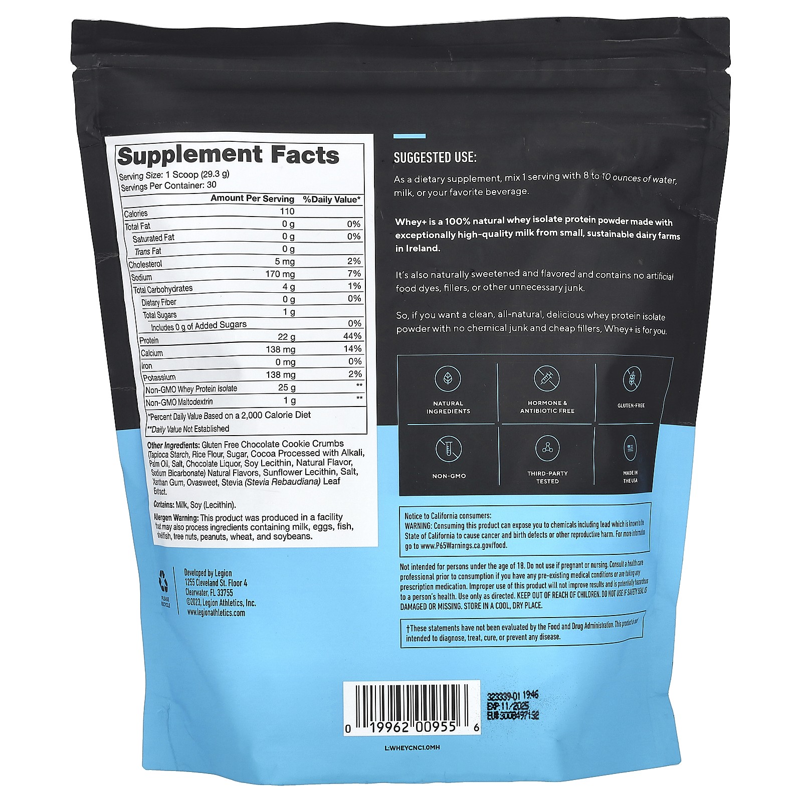 Whey+, Whey Protein Powder, Cookies & Cream, 1.94 lbs (879 g)