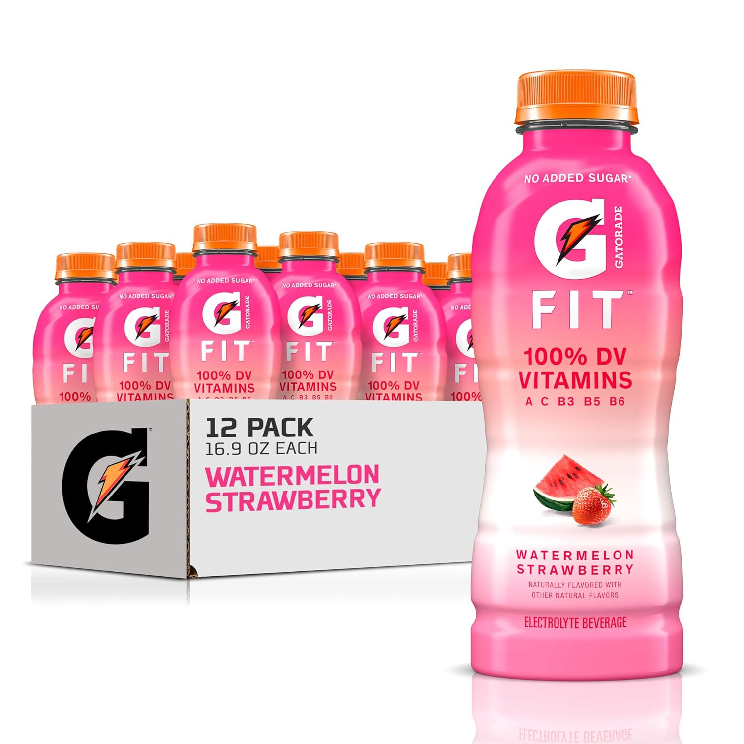 Fit Electrolyte Beverage, Healthy Real Hydration, Watermelon Strawberry, 16.9.oz