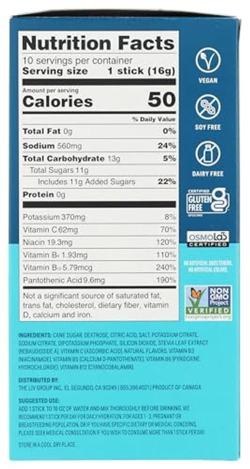 Liquid IV Lemon Lime Hydration Drink Mix 10 Count, 0.56 0.56 Ounce (Pack of 10)