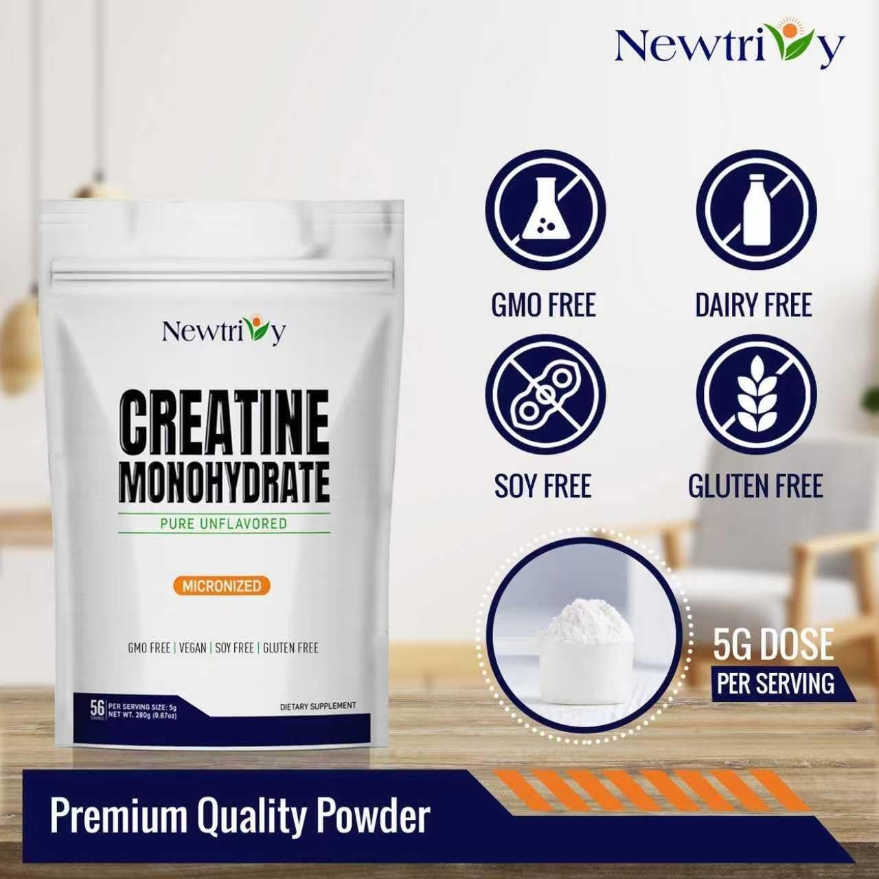Creatine Monohydrate 280g – Unflavored, Kosher, Non-GMO for Enhanced Performance