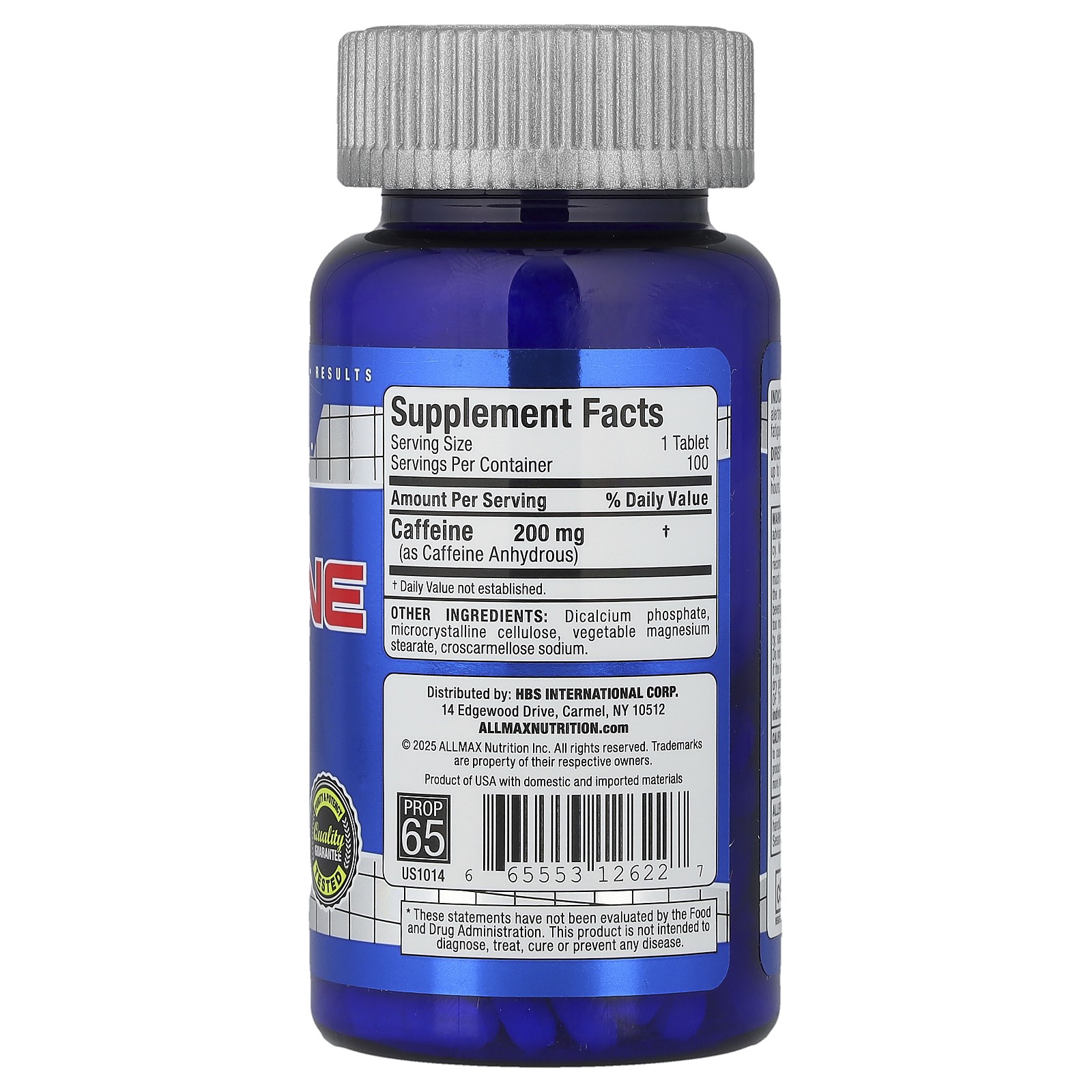 Caffeine , 200 mg, 100 Tablets