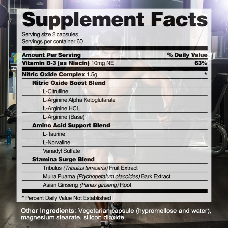 Nitric Oxide Booster L-Arginine, L-Taurine 60/120 Caps Sexual Health Support